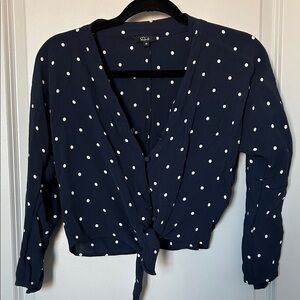 SHEIN Navy Blue Blouse with White Dots